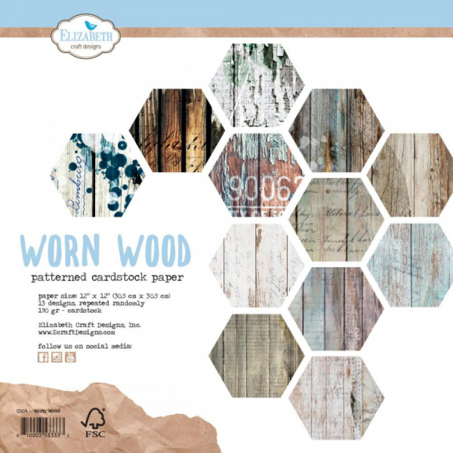 Elizabeth craft design papierblok Worn Wood