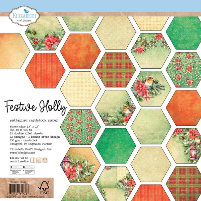 Elizabeth craft design papierblok Festive Holly