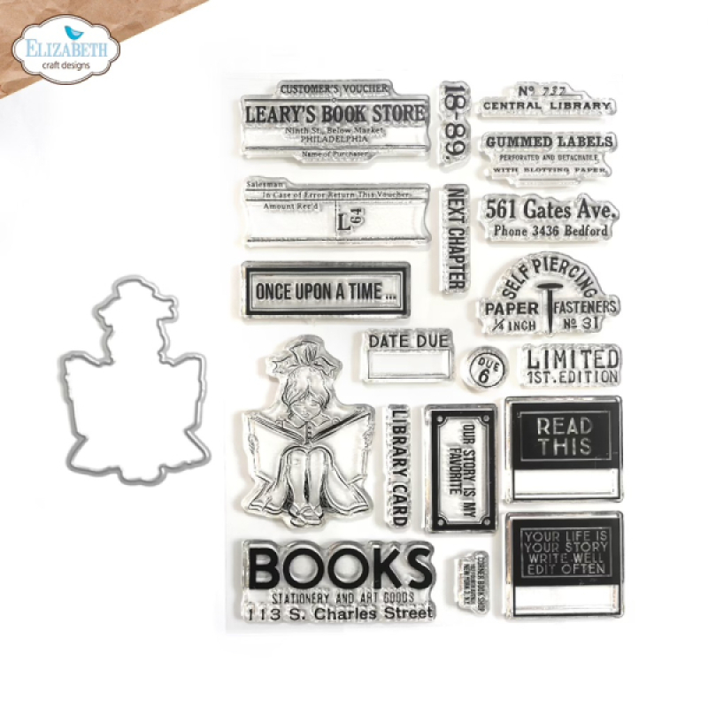 Clear stamps and die set, The Bookstore