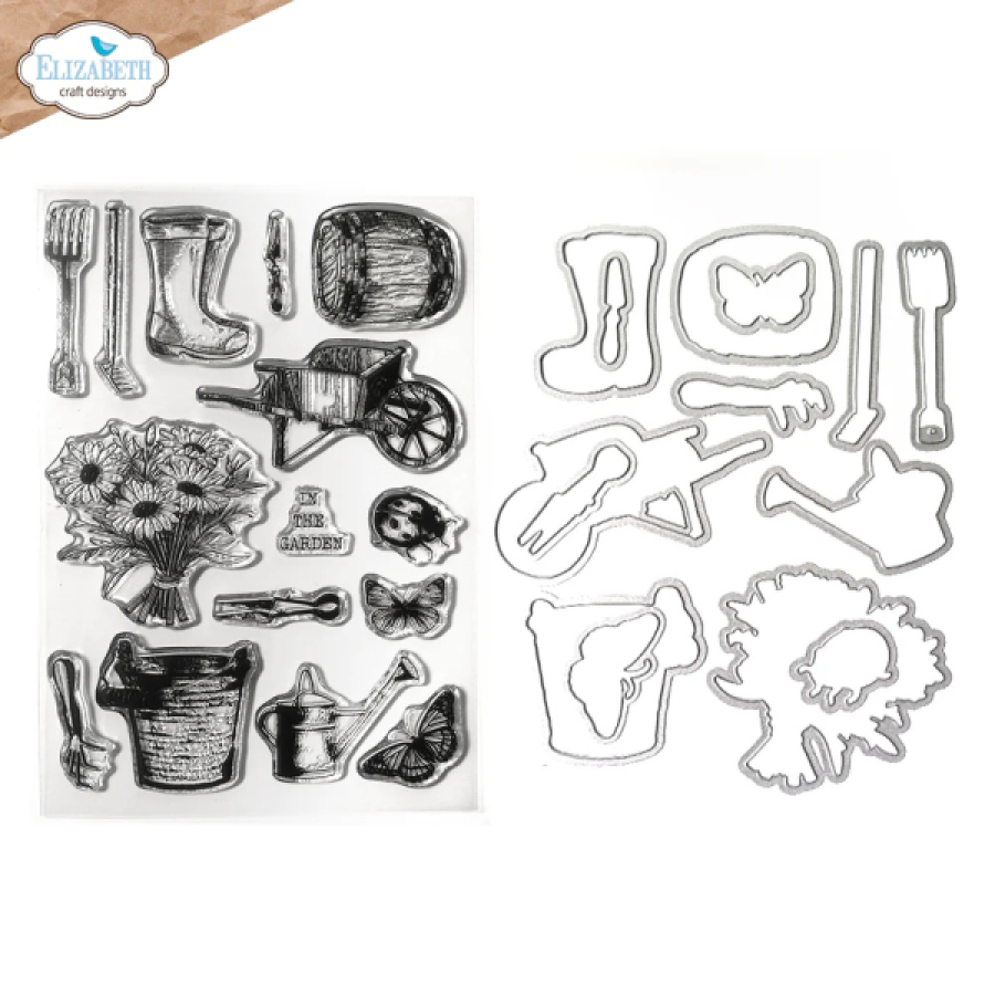 Clear stamps and die set, Garden of Love