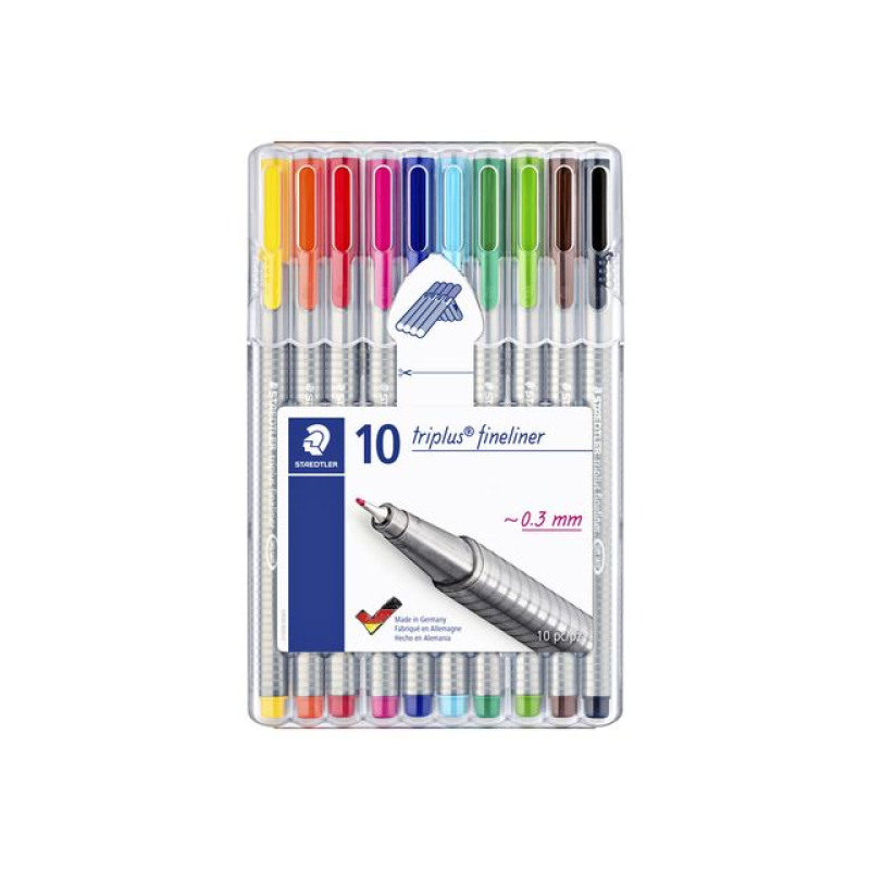 Fineliner Staedtler 334 triplus0.3mm set á 10 stuks