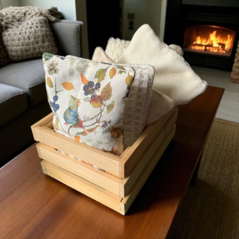 Speelzakjes, vijf met houten kistje