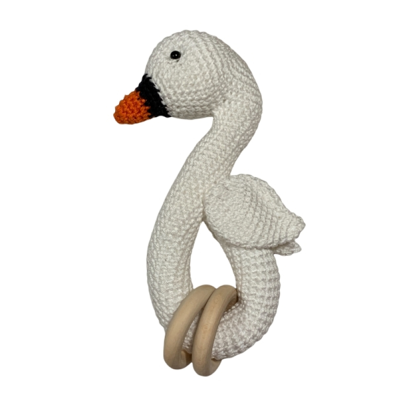 Gehaakte ooievaar bijtring, rammelaar