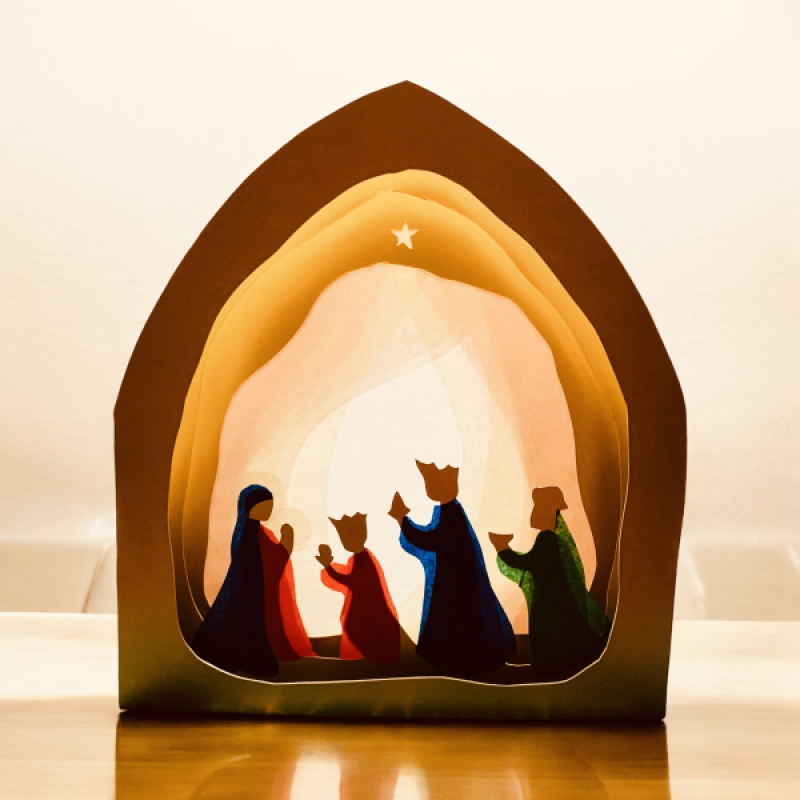 Drieluik Drie Koningen transparant, zelfmaakpakket.