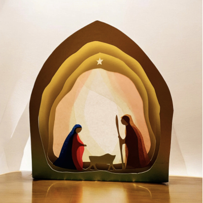 Drieluik Kerst transparant, zelfmaakpakket.